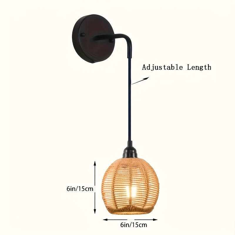 Boho Rattan Wall Lamp