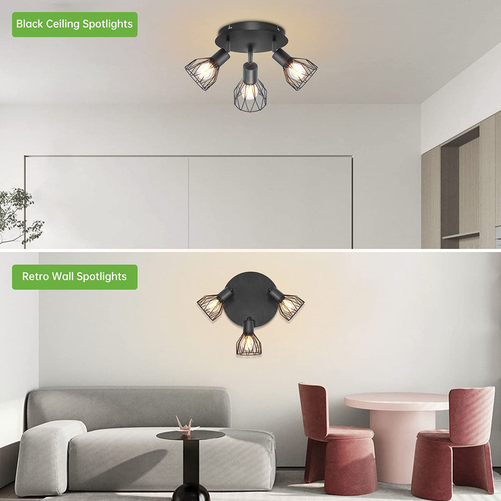 Industrial Adjustable Black Spotlight Ceiling Light
