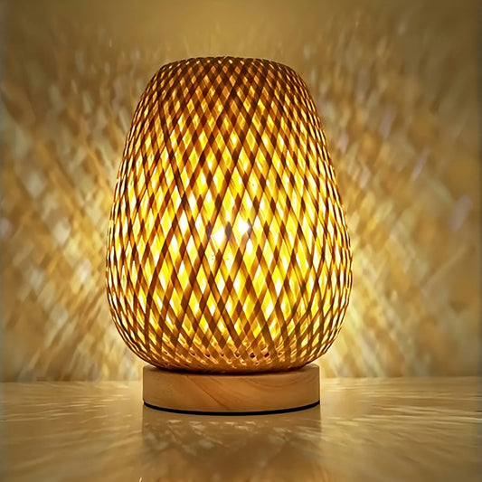 Handmade Bamboo Woven Bedside Lamp