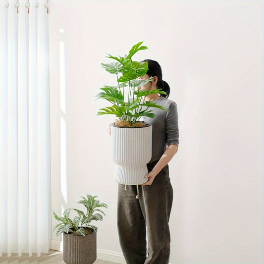 White Self-Watering Flower Pot
