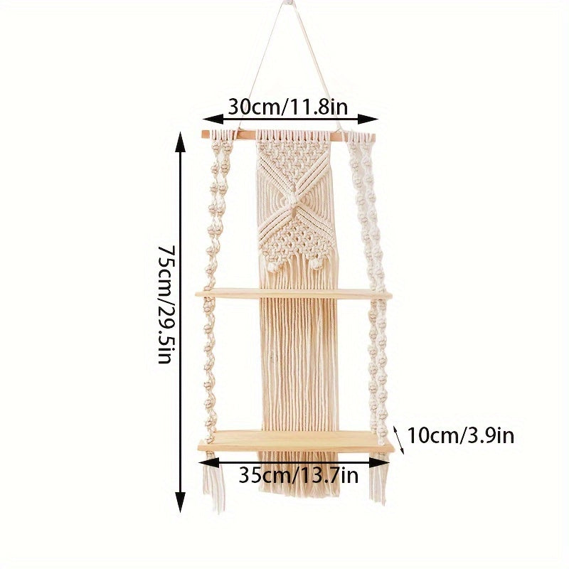Boho Macrame Wall Shelf