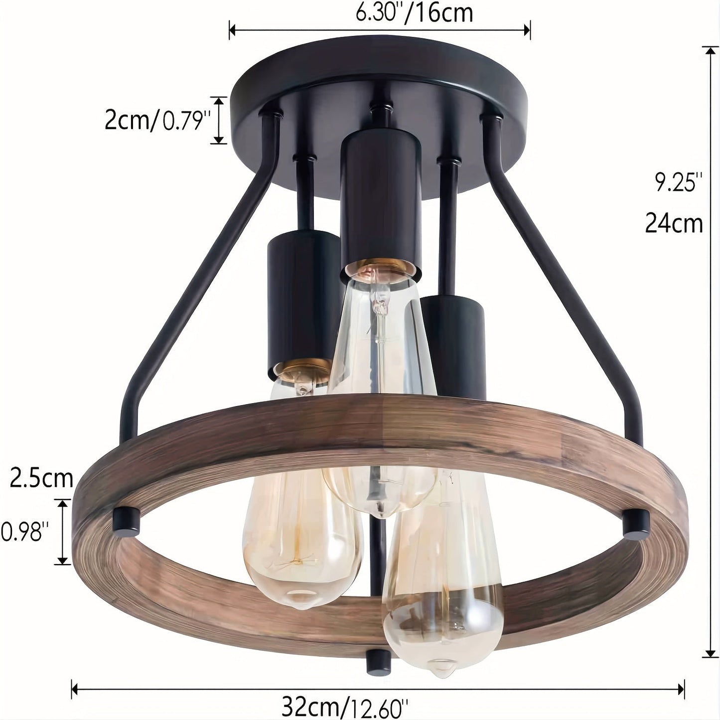 Industrial Wood Ring Ceiling Light
