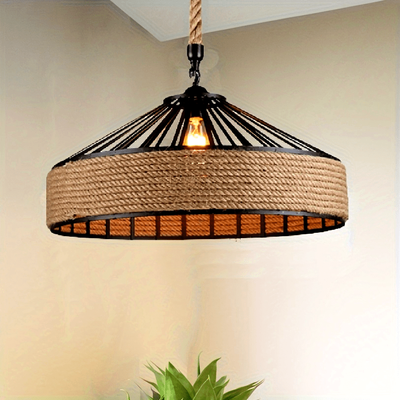 Rustic Hemp Rope Pendant Light