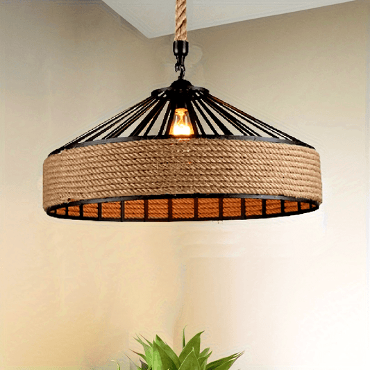 Rustic Hemp Rope Pendant Light
