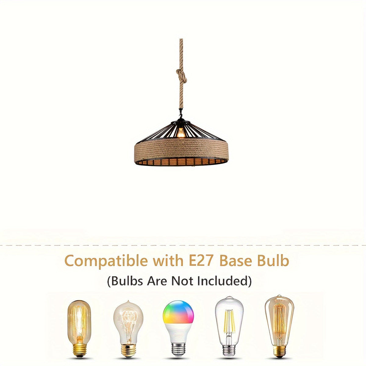 Rustic Hemp Rope Pendant Light