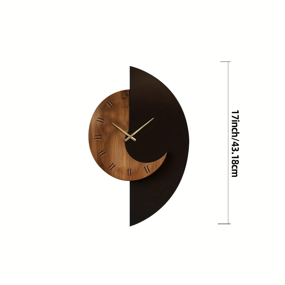 Modern Half-Moon Wooden Wall Clock
