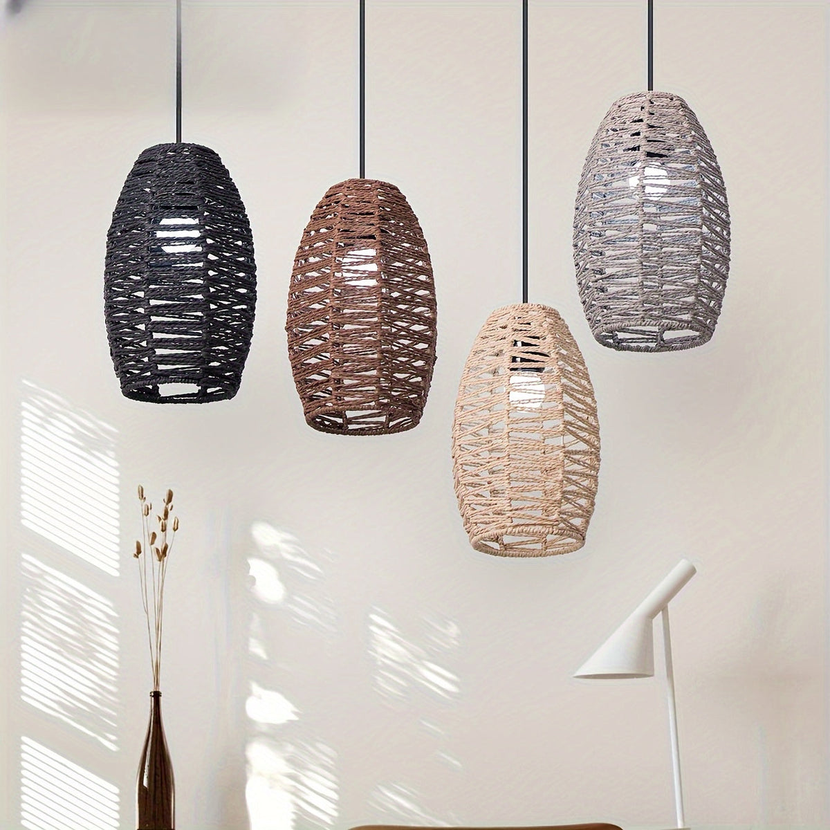 Modern Handwoven Rope Pendant Shade