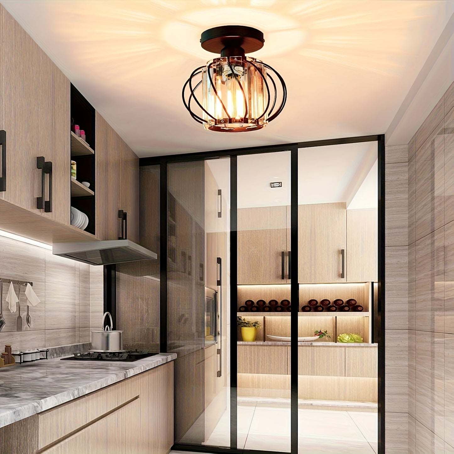 Modern Industrial Cage Ceiling Light