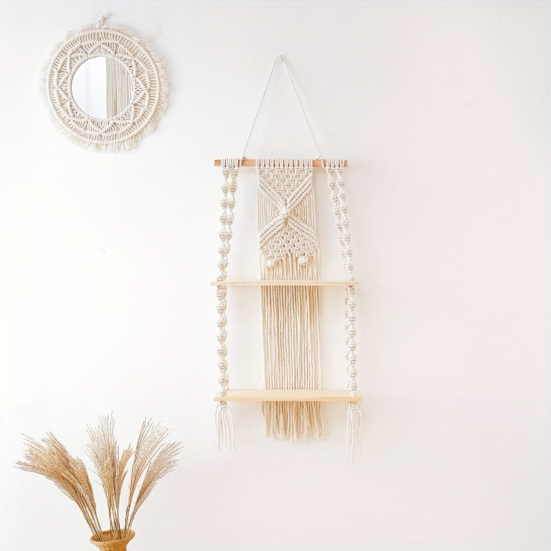 Boho Macrame Wall Shelf