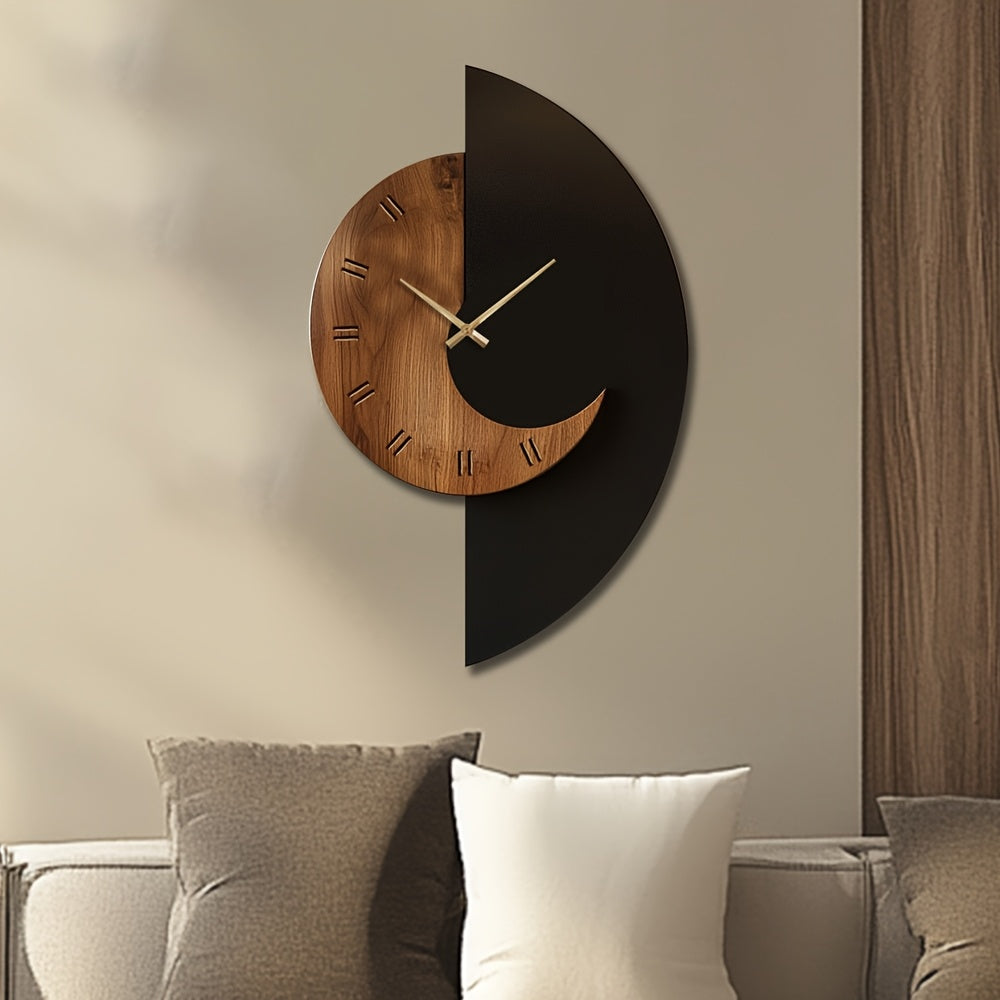 Modern Half-Moon Wooden Wall Clock