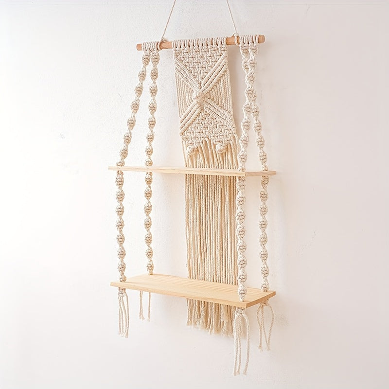Boho Macrame Wall Shelf