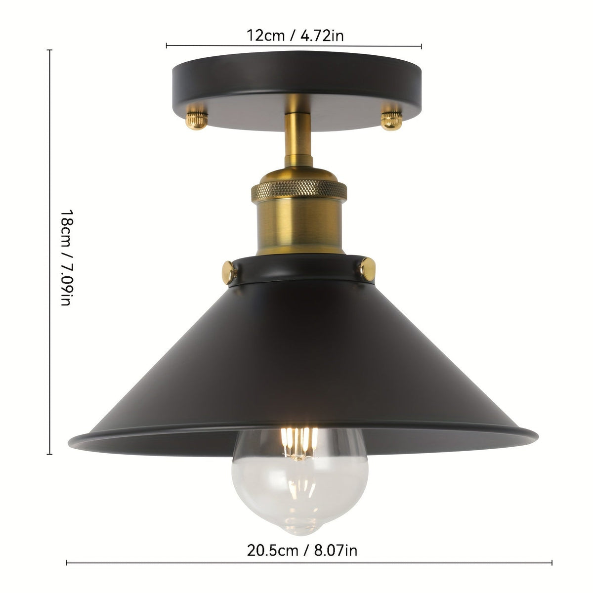Industrial Black Semi Flush Mount Ceiling Light