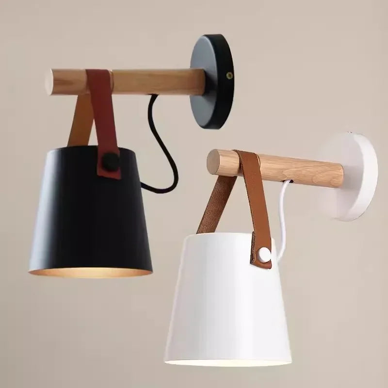 Nordic Wood & Leather Wall Lamp