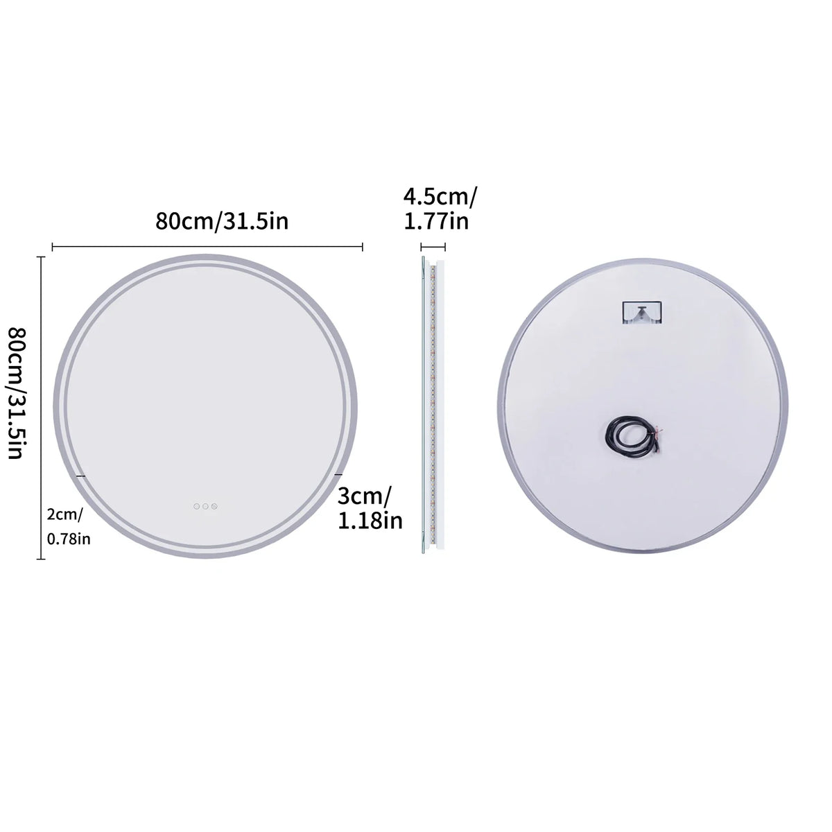 LuvoRound Round LED Bathroom Mirror