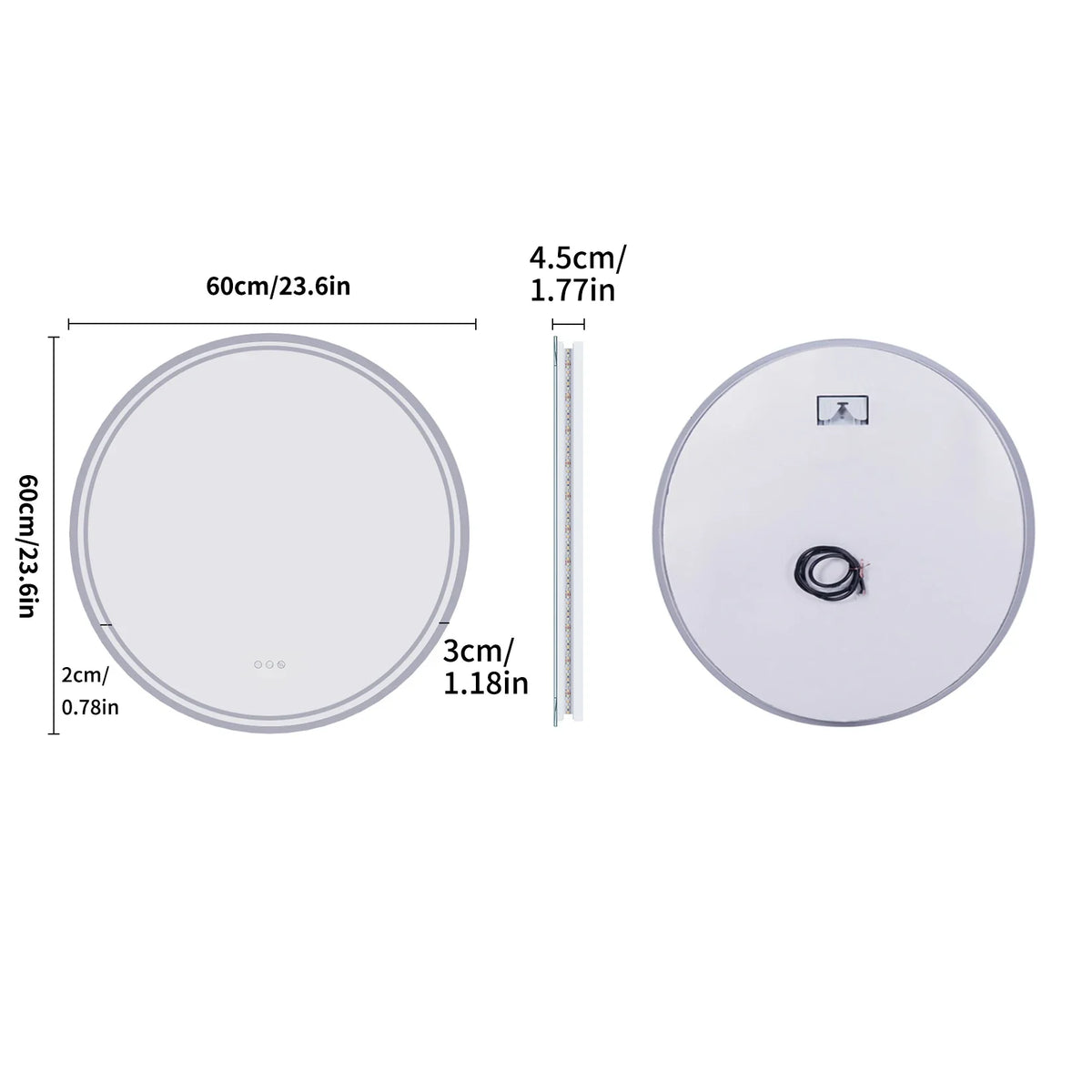 LuvoRound Round LED Bathroom Mirror