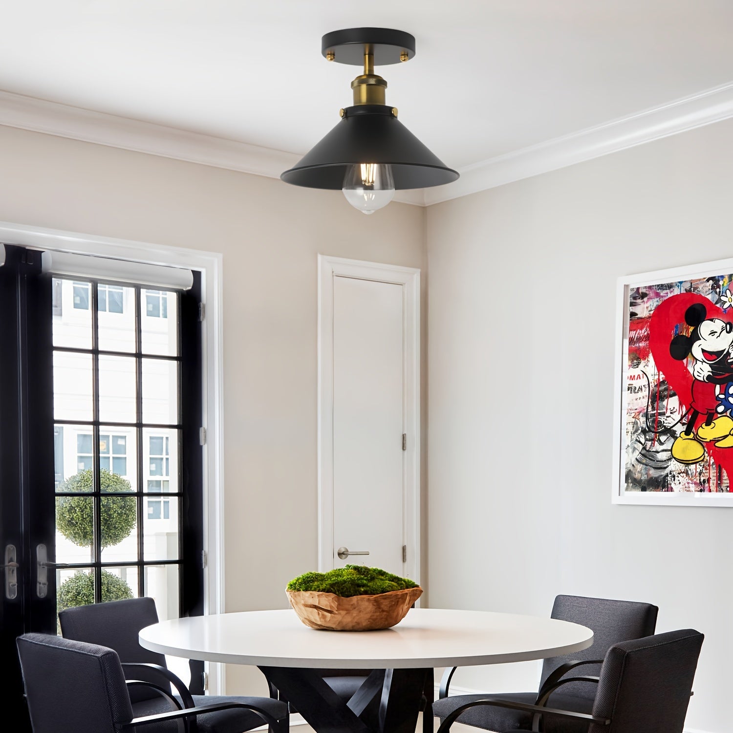 Industrial Black Semi Flush Mount Ceiling Light