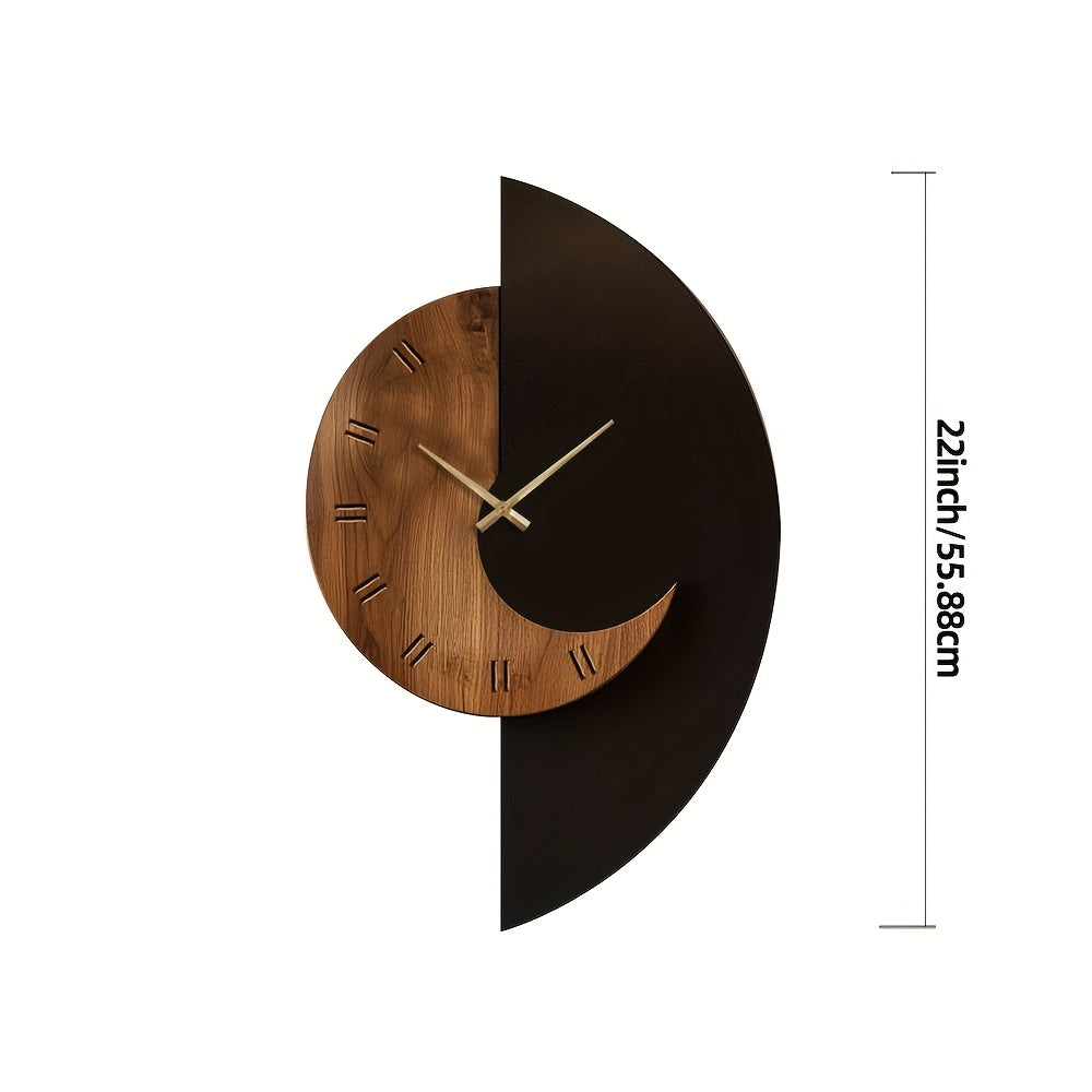 Modern Half-Moon Wooden Wall Clock