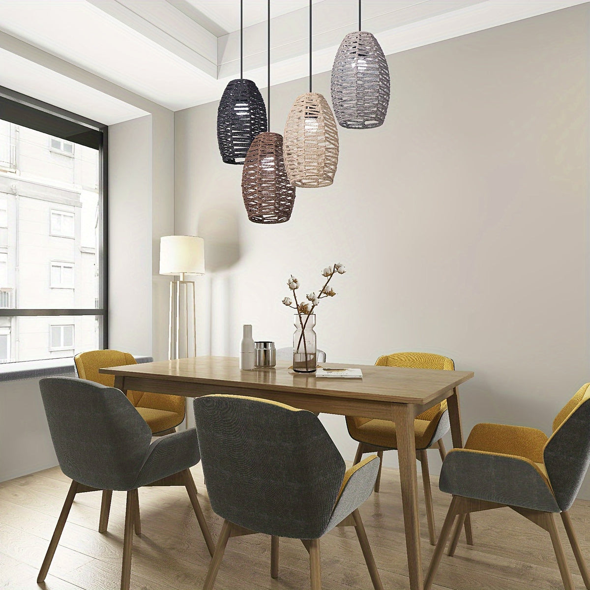 Modern Handwoven Rope Pendant Shade