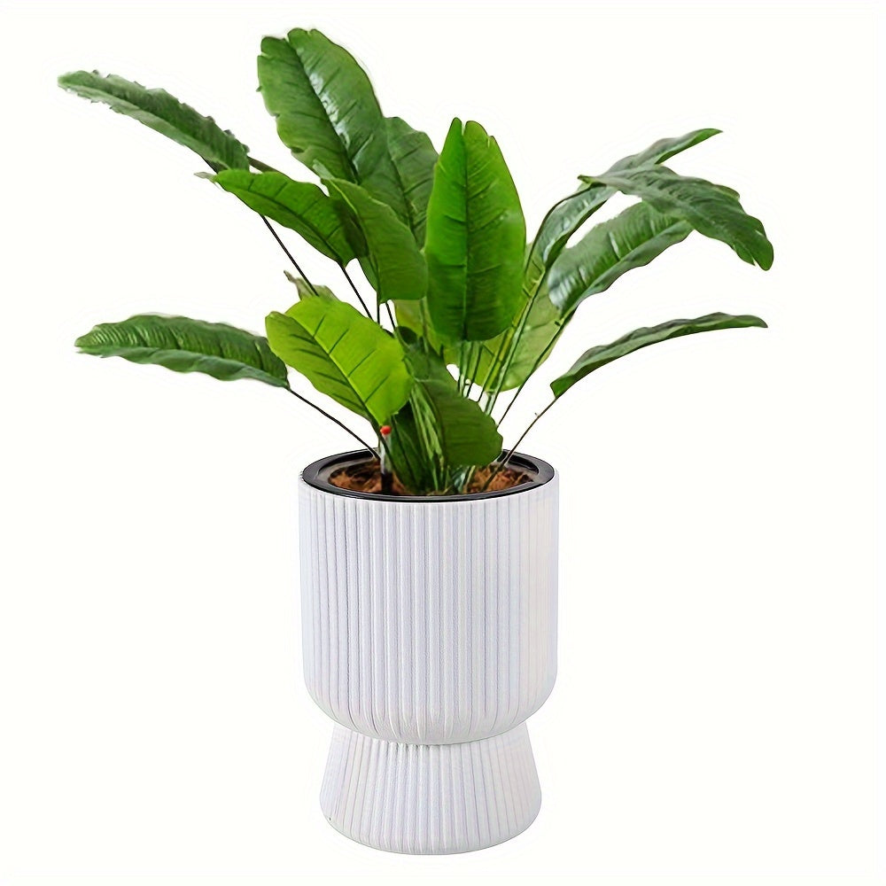 White Self-Watering Flower Pot