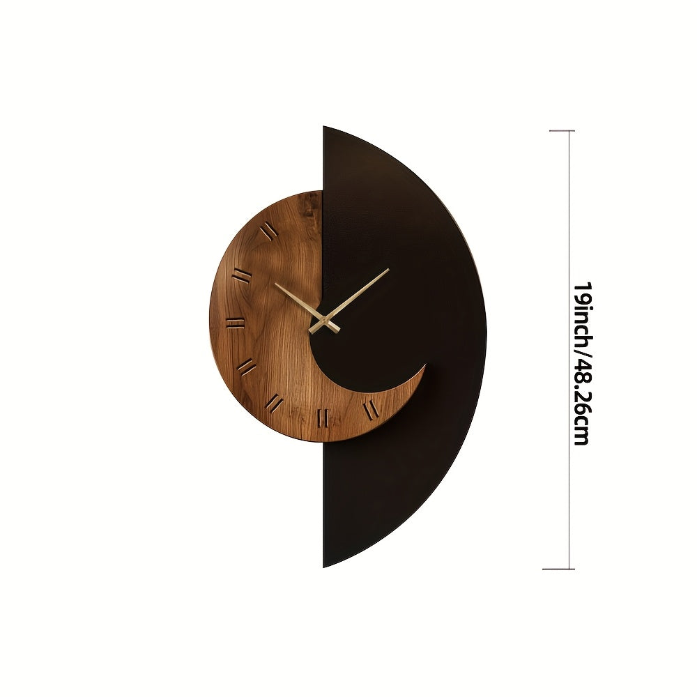 Modern Half-Moon Wooden Wall Clock