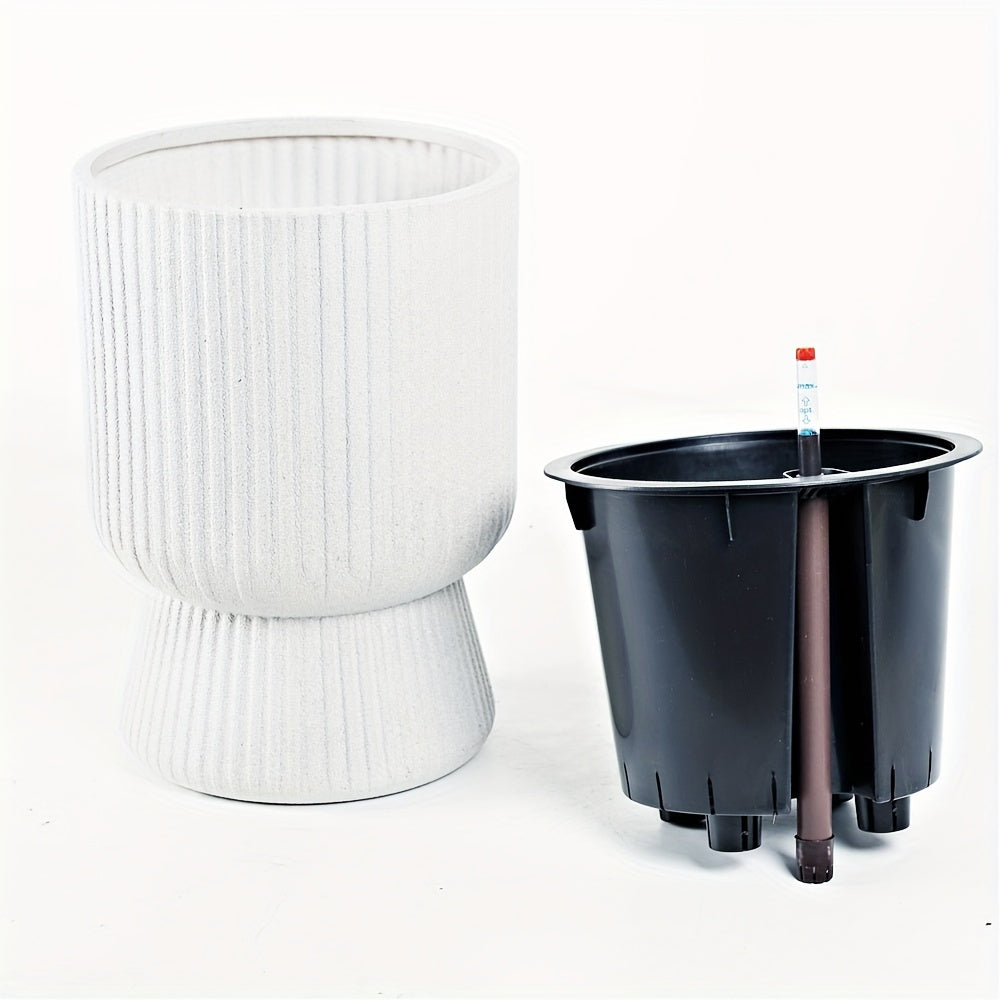 White Self-Watering Flower Pot