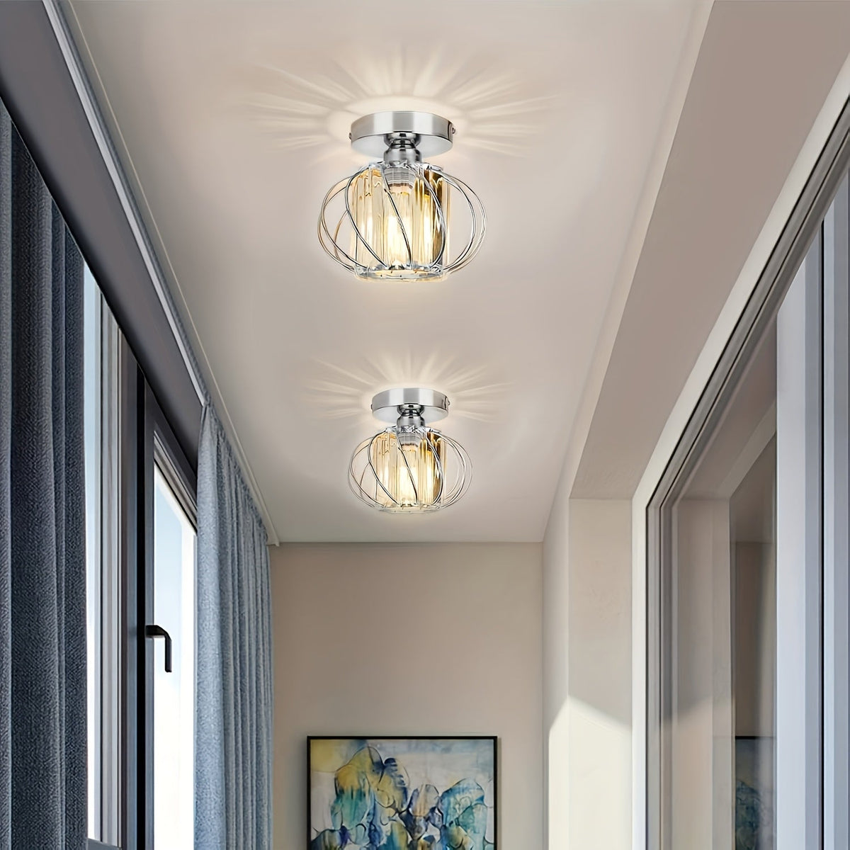 Modern Industrial Cage Ceiling Light