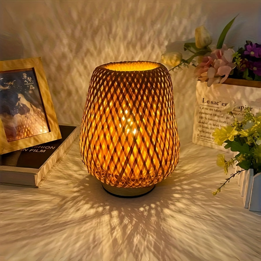 Handmade Bamboo Woven Bedside Lamp