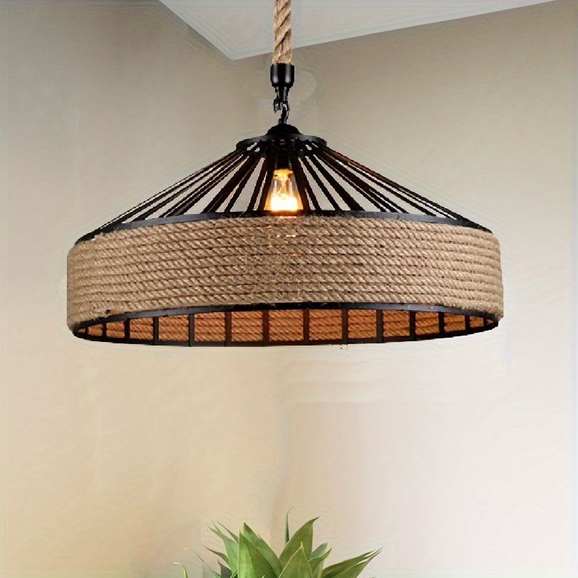 Rustic Hemp Rope Pendant Light