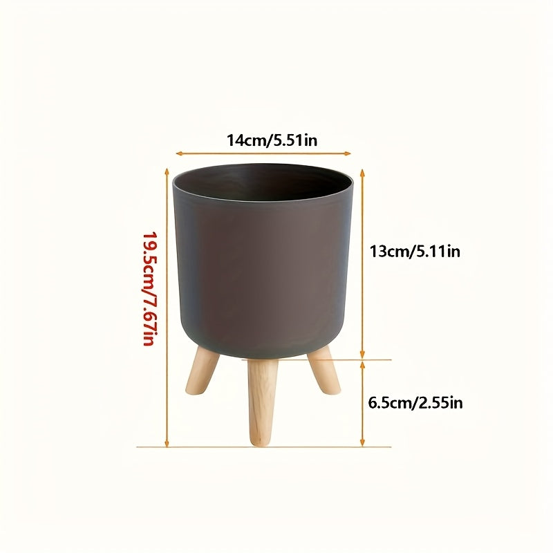 Modern Round Planter with Wooden Legs