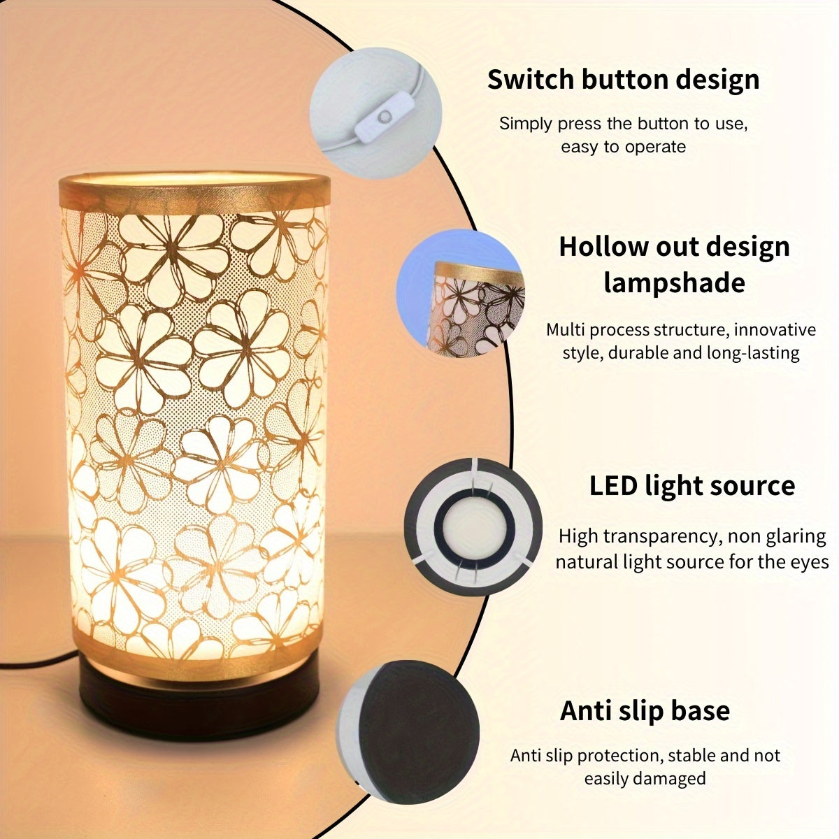 Floral USB Table Lamp