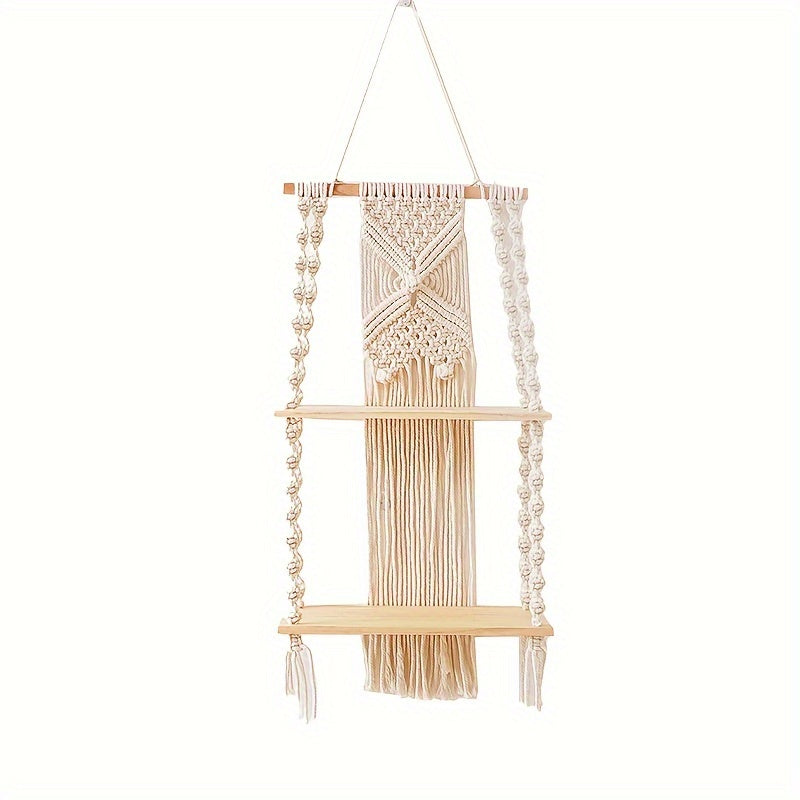 Boho Macrame Wall Shelf