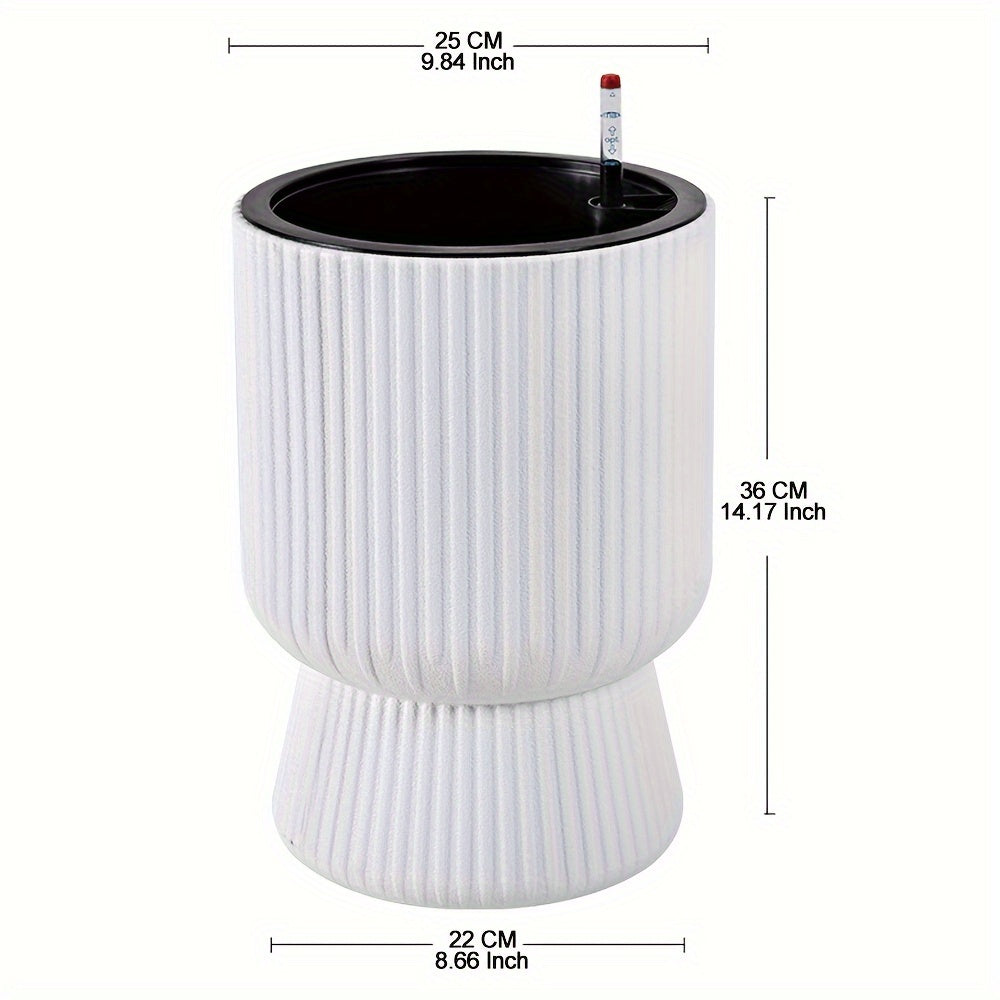 White Self-Watering Flower Pot